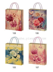廠家直銷花系列禮品袋 牛皮紙手提袋，為花卉銷售增添優雅風采